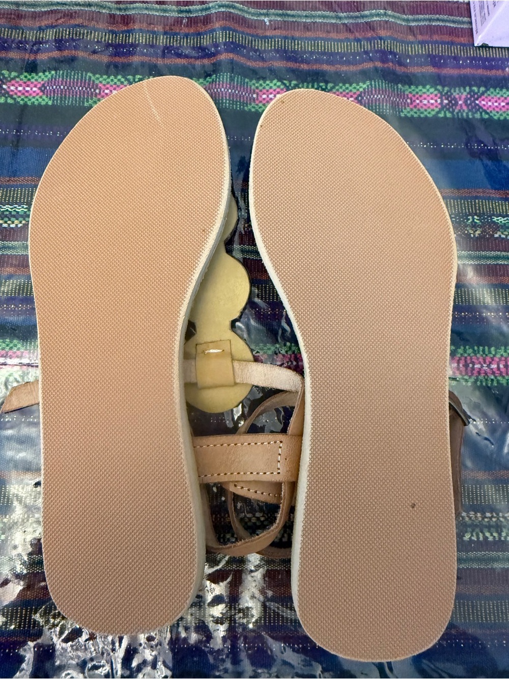 Laidback London Women's Beaded Leather Thong Sandals in Yellow/Turquoise/Pink - Picture 4 of 5